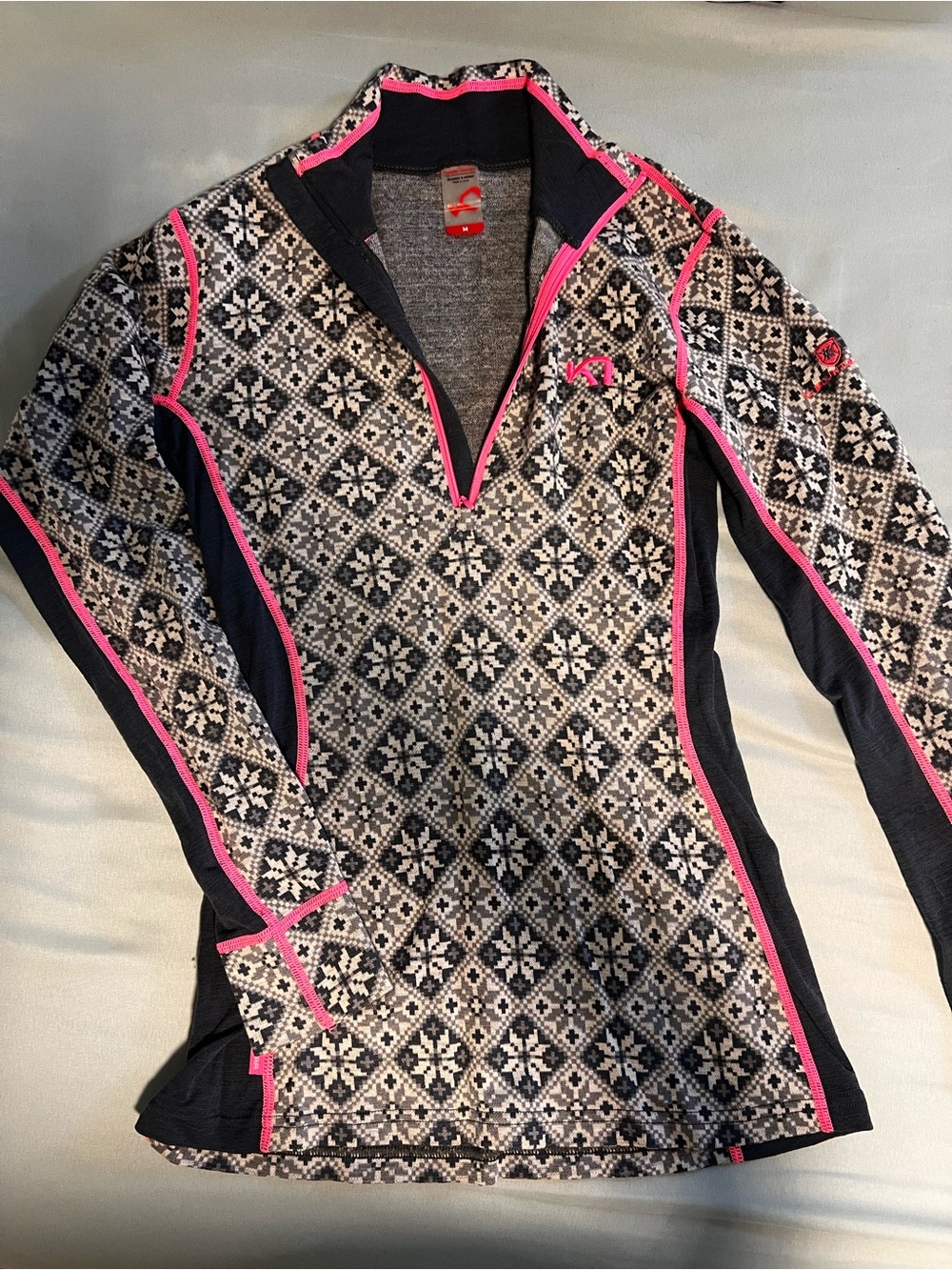 Rose Half Zip Base Layer Top - 100% Merino Wool